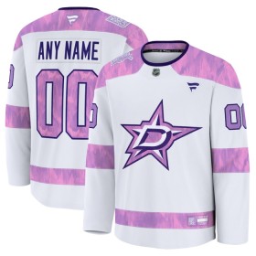 Maillot de Hockey Dallas Stars Personnaliser Fanatics Hockey Fights Cancer Practice 2024-25 Blanc - Homme